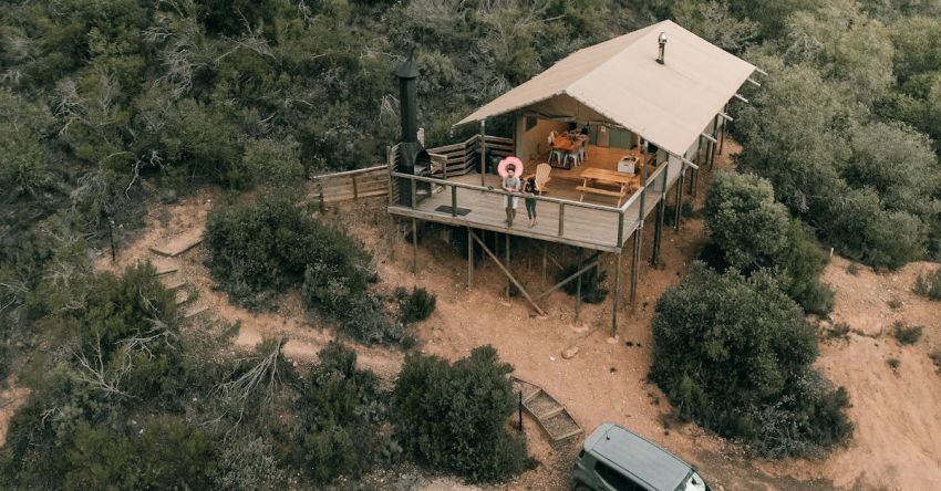 Cottage Getaways - Drone Shot of AfriCamps at Pat Busch Mountain Reserve
