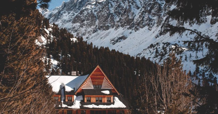 Ski Chalet - A Hotel Resort in the Snow Covered Mountain