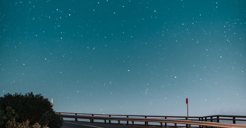 Road Trip Vacation - Anonymous tourist taking photo of starry sky while standing on road